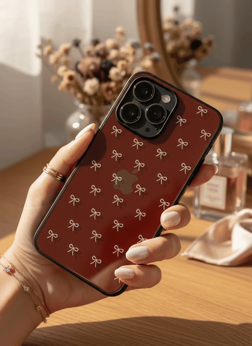 Red Bow Beaut Premium Glass Back Cover For iPhone 11-17 Models - Image 8
