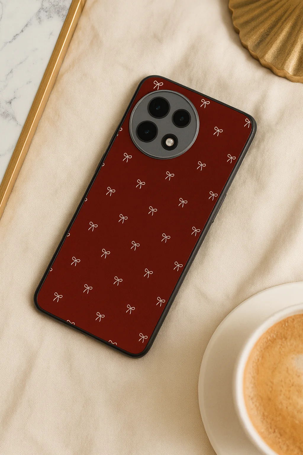 Red Bow Beaut Premium Glass Back Cover For One Plus 13, 12, 11, 10, Nord Series - Image 4