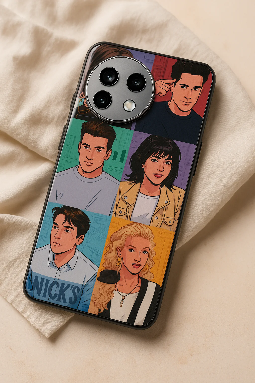 FRIENDS Retro Reels Premium Glass Back Cover For One Plus 13, 12, 11, 10, Nord Series