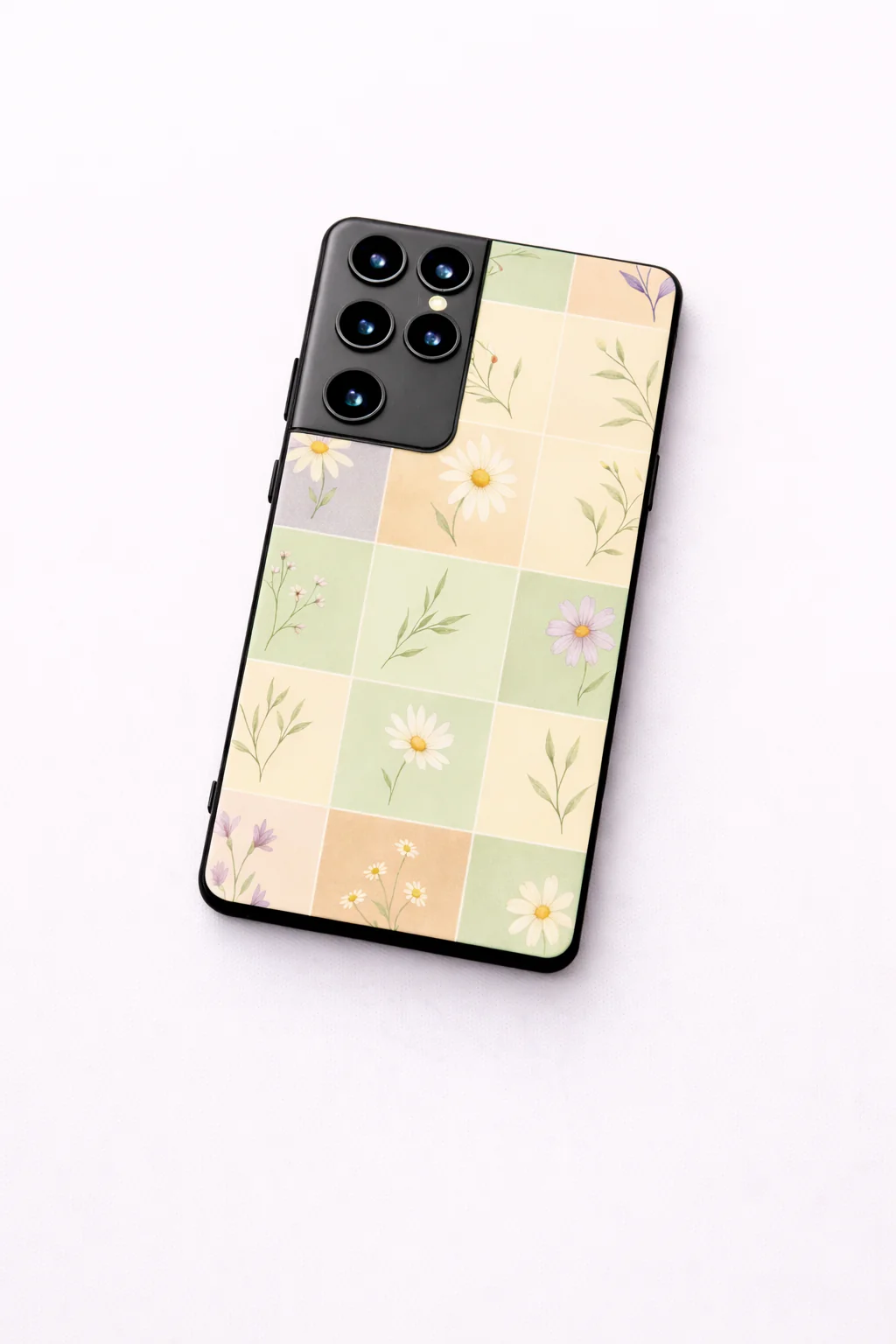 Sage Check Premium Glass Back Cover For Galaxy S, A, M & F Series - Image 3