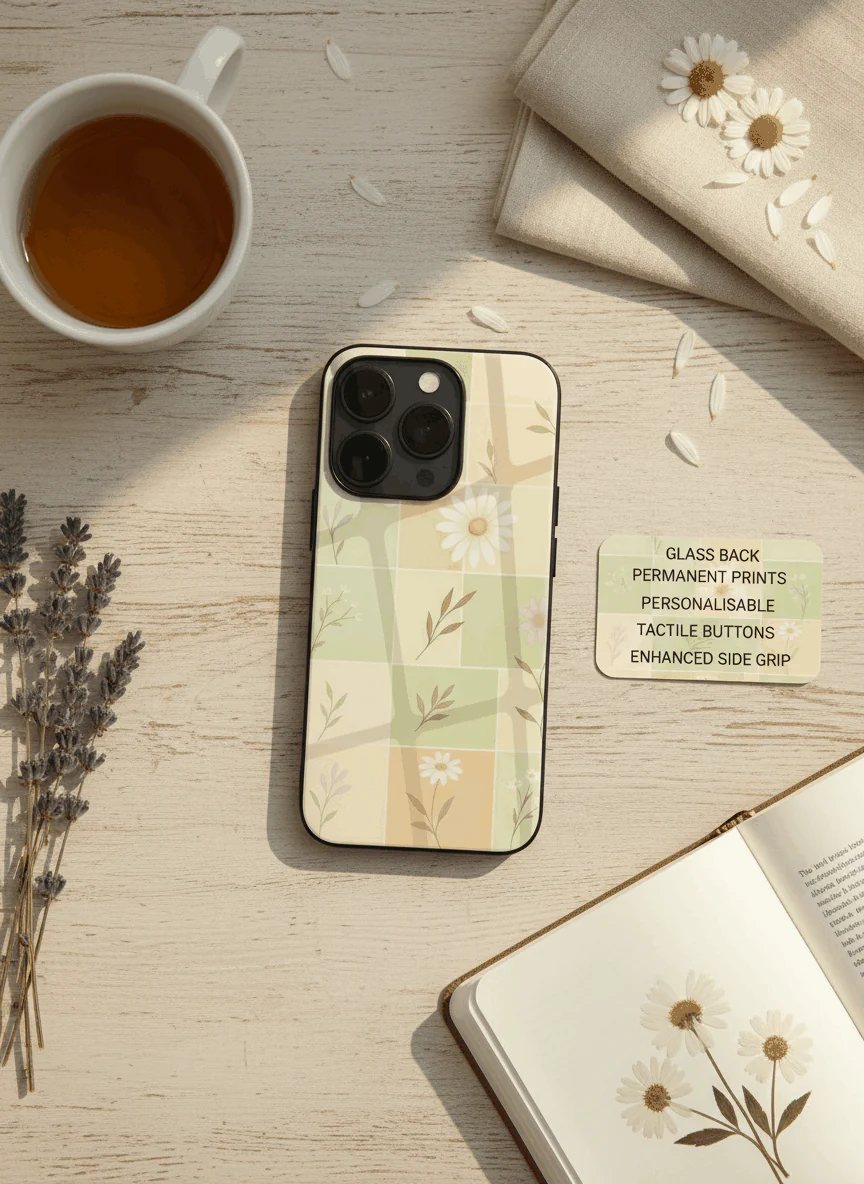 Sage Grid Pattern Premium Glass Back Cover For iPhone 11-17 Models - Image 11