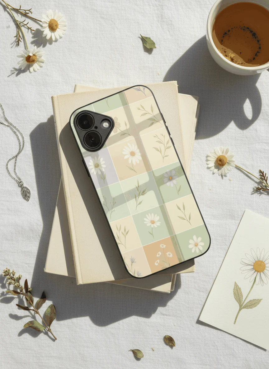 Sage Grid Pattern Premium Glass Back Cover For iPhone 11-17 Models - Image 7