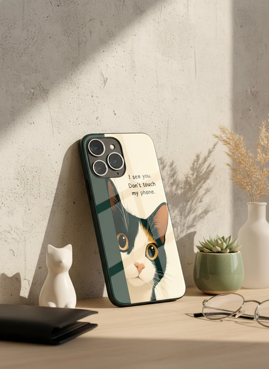 Sassy Cat Premium Glass Back Cover For iPhone 11-17 Models - Image 10