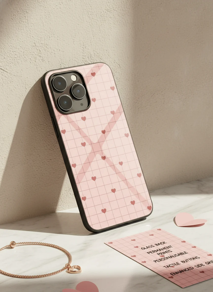 Scrap Book Hearts  Premium Glass Back Cover For iPhone 11-17 Models - Image 10