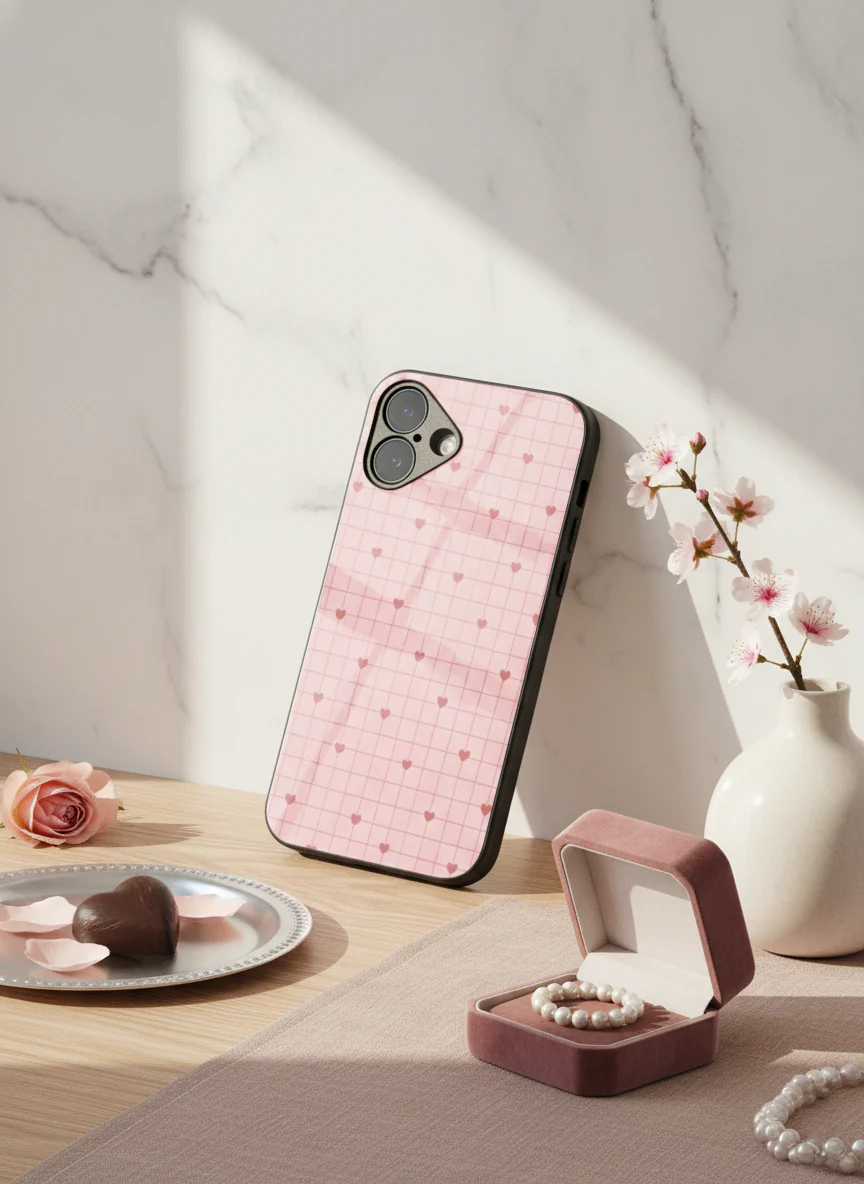 Scrap Book Hearts  Premium Glass Back Cover For iPhone 11-17 Models - Image 6