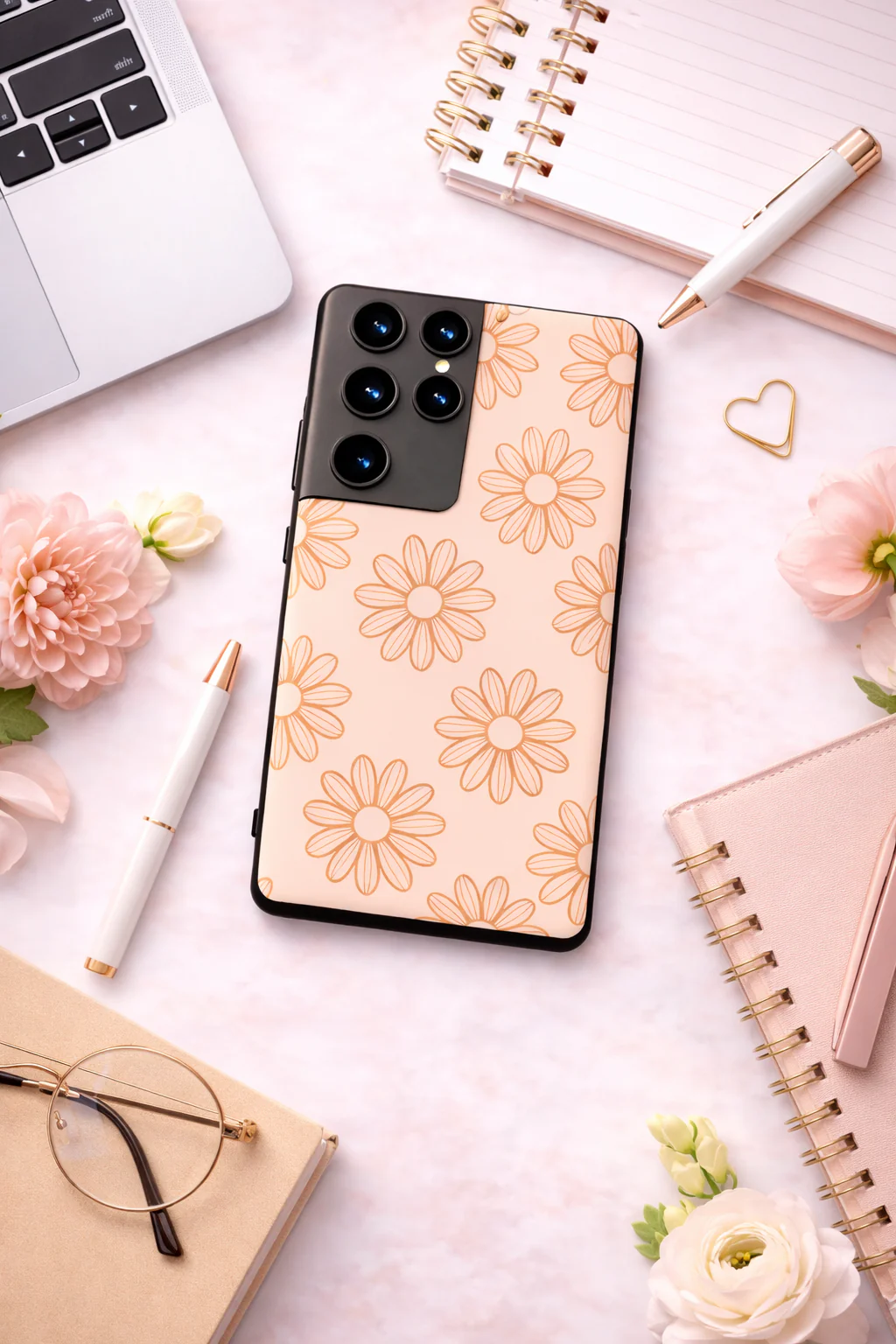 Sketch Petals Premium Glass Back Cover For Galaxy S, A, M & F Series - Image 2