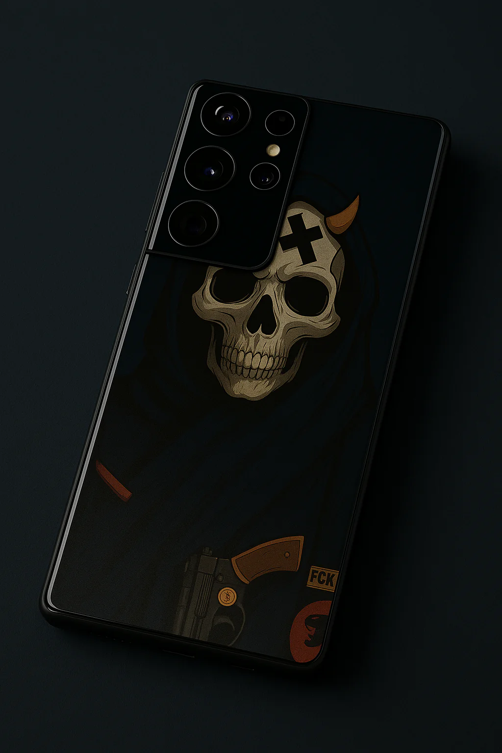 Skullbound Premium Glass Back Cover For Galaxy S, A, M & F Series