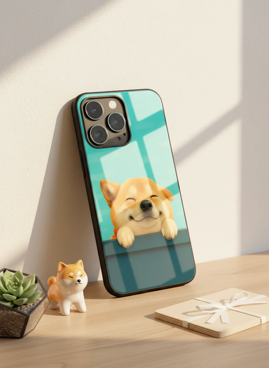 Smiley Shibe Premium Glass Back Cover For iPhone 11-17 Models - Image 6