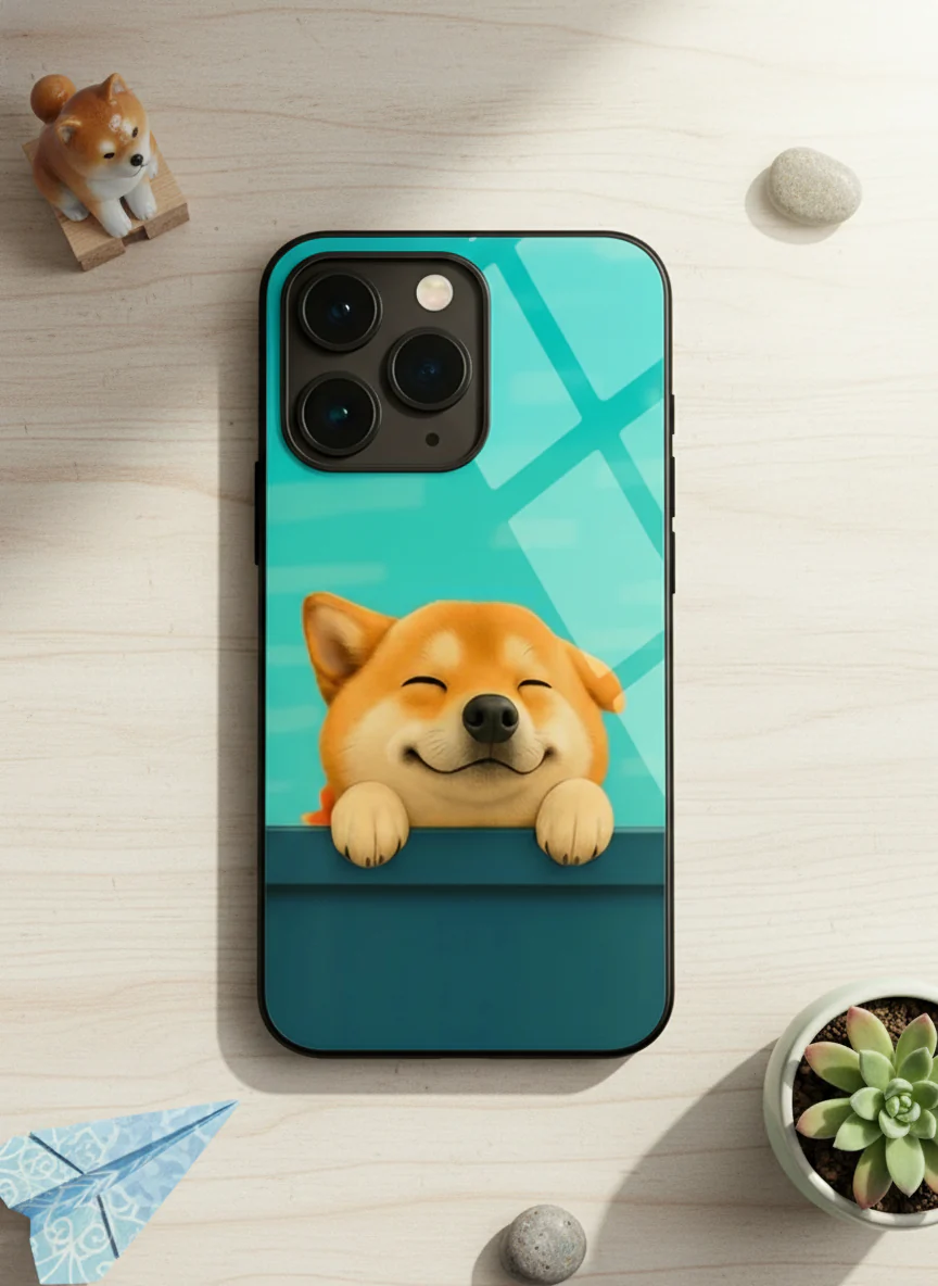 Smiley Shibe Premium Glass Back Cover For iPhone 11-17 Models - Image 8