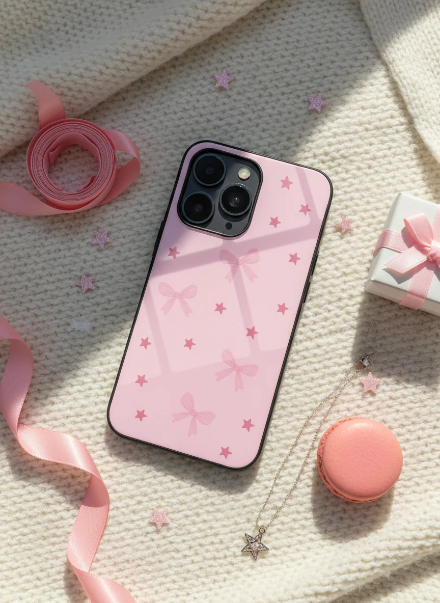 Sparkling Bows Premium Glass Back Cover For iPhone 11-17 Models - Image 2