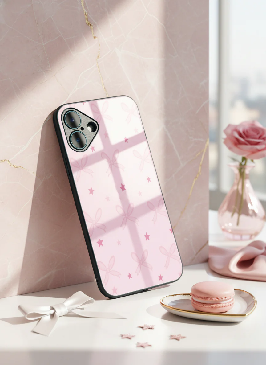 Sparkling Bows Premium Glass Back Cover For iPhone 11-17 Models - Image 3