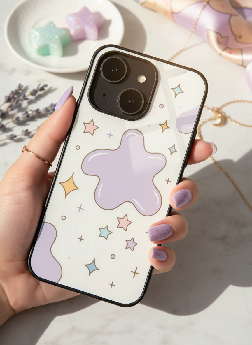 Starry Splash Premium Glass Back Cover For iPhone 11-17 Models