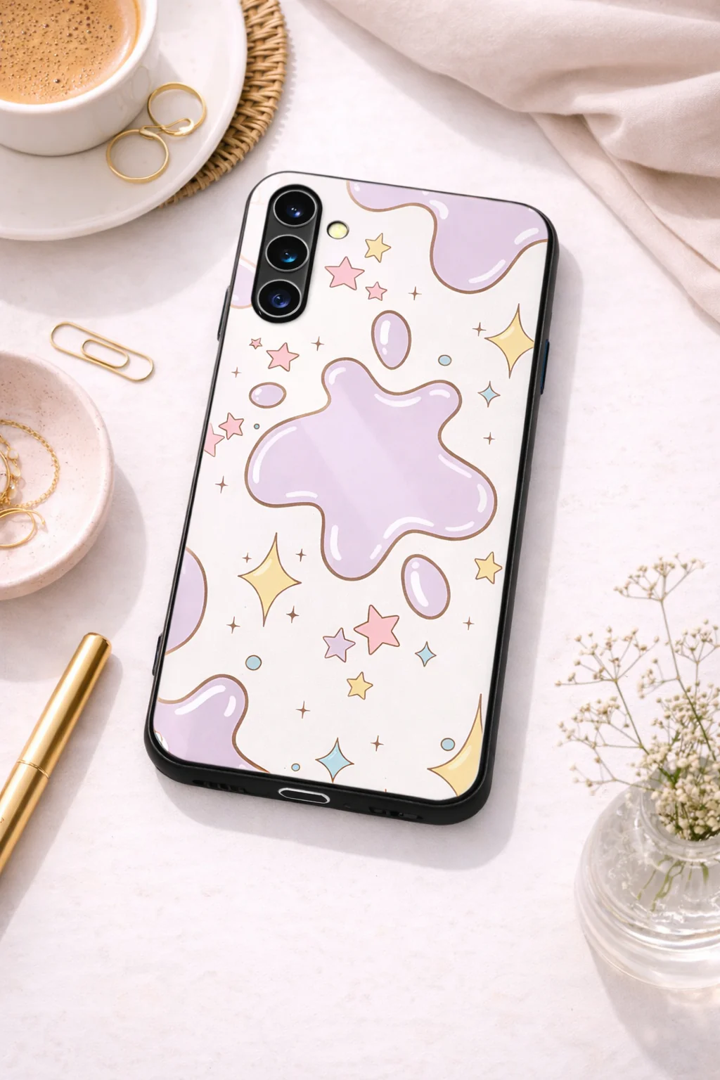 Starry Splash Premium Glass Back Cover For Galaxy S, A, M & F Series - Image 4