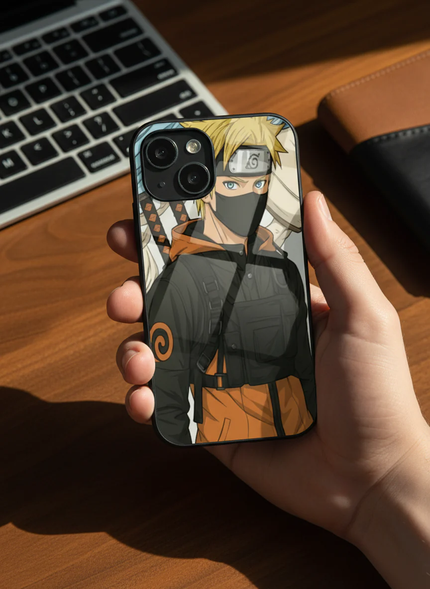 Stealthy Naruto Premium Glass Back Cover For iPhone 11-17 Models - Image 3