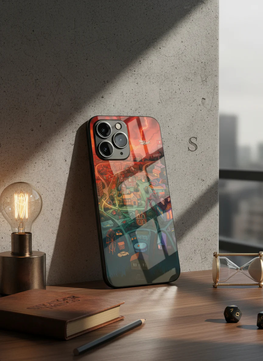 STRANGER THINGS- Hawkins Cinematic Map Premium Glass Back Cover For iPhone 11-17 Models - Image 6