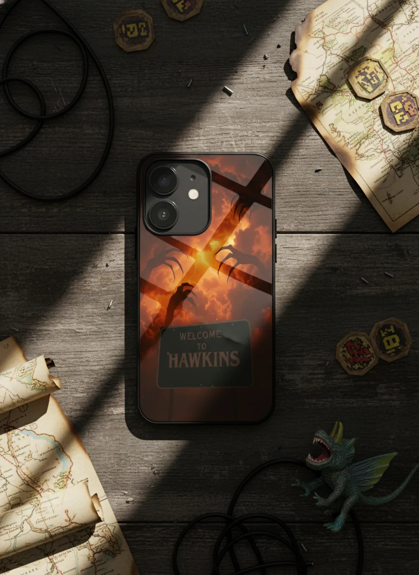 STRANGER THINGS- Inferno Of Hawkins Premium Glass Back Cover For iPhone 11-17 Models - Image 11