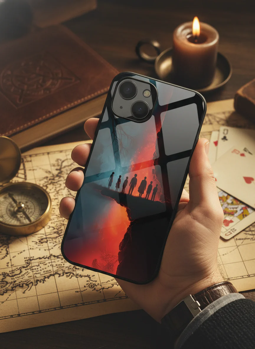 STRANGER THINGS- Parallel Edge Premium Glass Back Cover For iPhone 11-17 Models - Image 16
