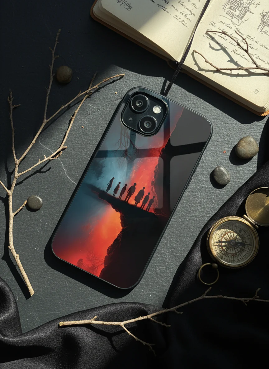 STRANGER THINGS- Parallel Edge Premium Glass Back Cover For iPhone 11-17 Models - Image 2