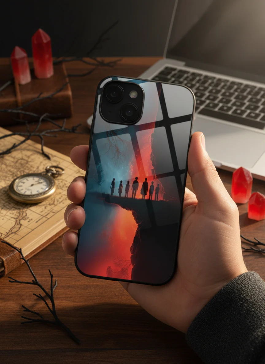 STRANGER THINGS- Parallel Edge Premium Glass Back Cover For iPhone 11-17 Models - Image 4
