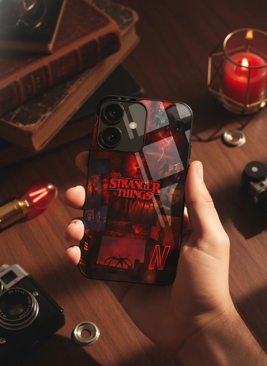 STRANGER THINGS- Red Realm Edit Premium Glass Back Cover For iPhone 11-17 Models - Image 10