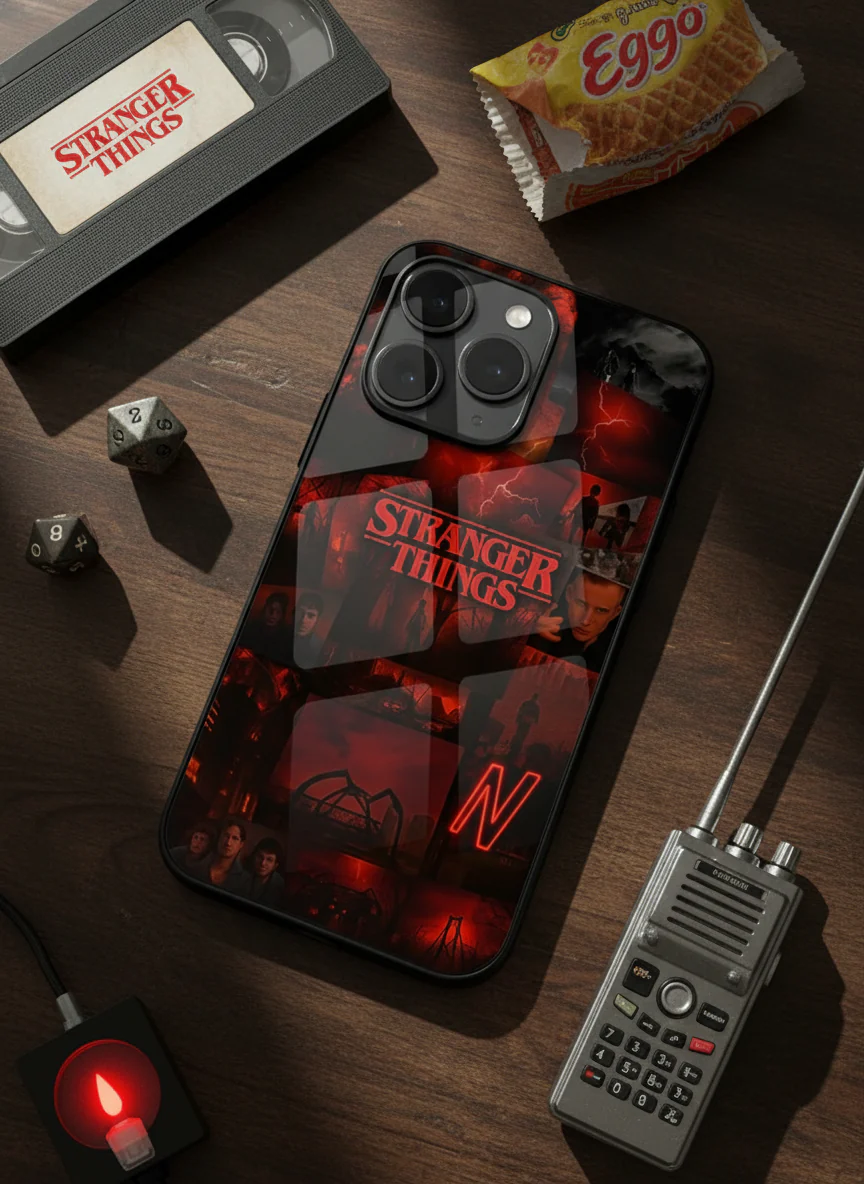 STRANGER THINGS- Red Realm Edit Premium Glass Back Cover For iPhone 11-17 Models - Image 11
