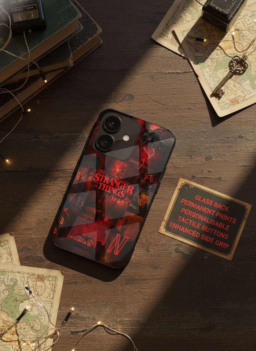 STRANGER THINGS- Red Realm Edit Premium Glass Back Cover For iPhone 11-17 Models - Image 14