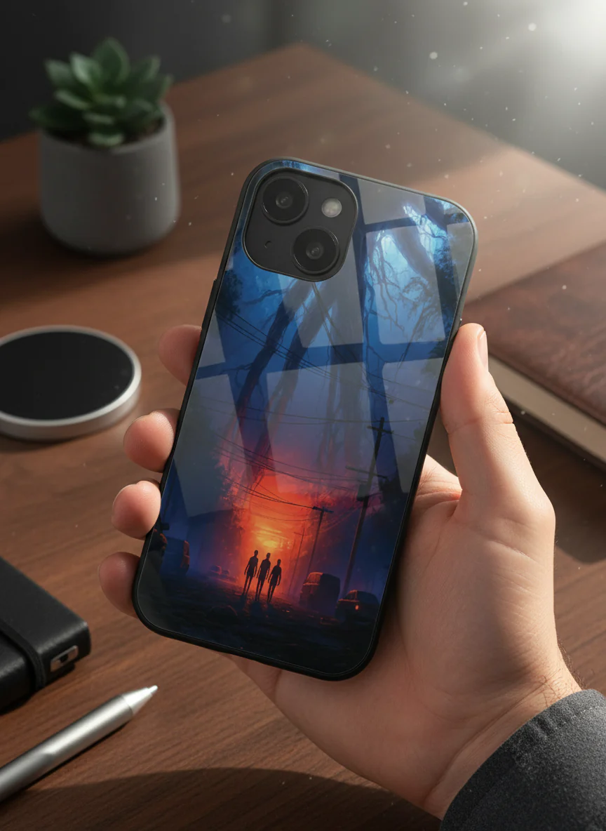STRANGER THINGS- Shadowrise Premium Glass Back Cover For iPhone 11-17 Models - Image 5