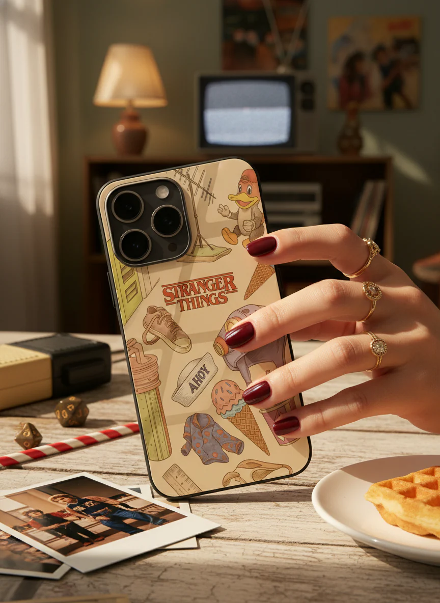 STRANGER THINGS- Stranger Things Doodle Art Premium Glass Back Cover For iPhone 11-17 Models - Image 10