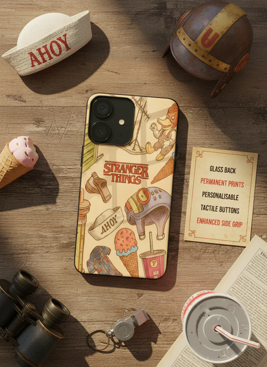 STRANGER THINGS- Stranger Things Doodle Art Premium Glass Back Cover For iPhone 11-17 Models - Image 11