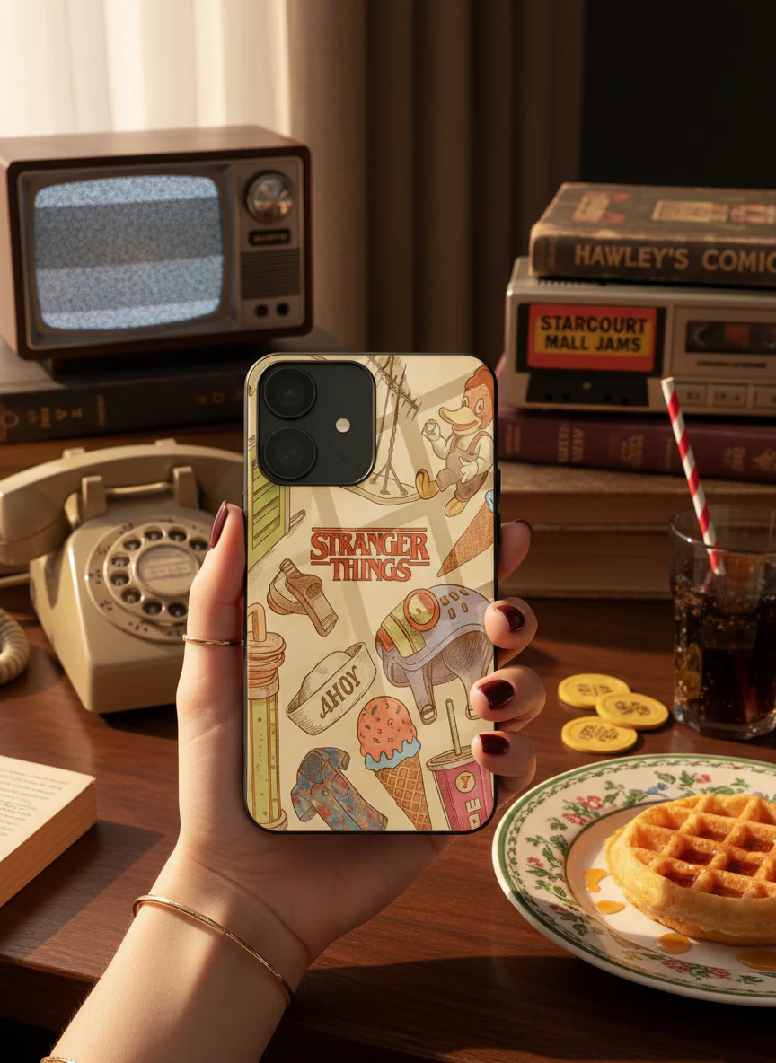 STRANGER THINGS- Stranger Things Doodle Art Premium Glass Back Cover For iPhone 11-17 Models - Image 13