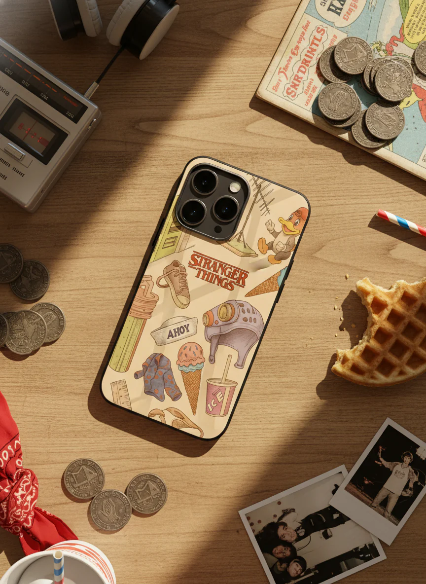 STRANGER THINGS- Stranger Things Doodle Art Premium Glass Back Cover For iPhone 11-17 Models - Image 17