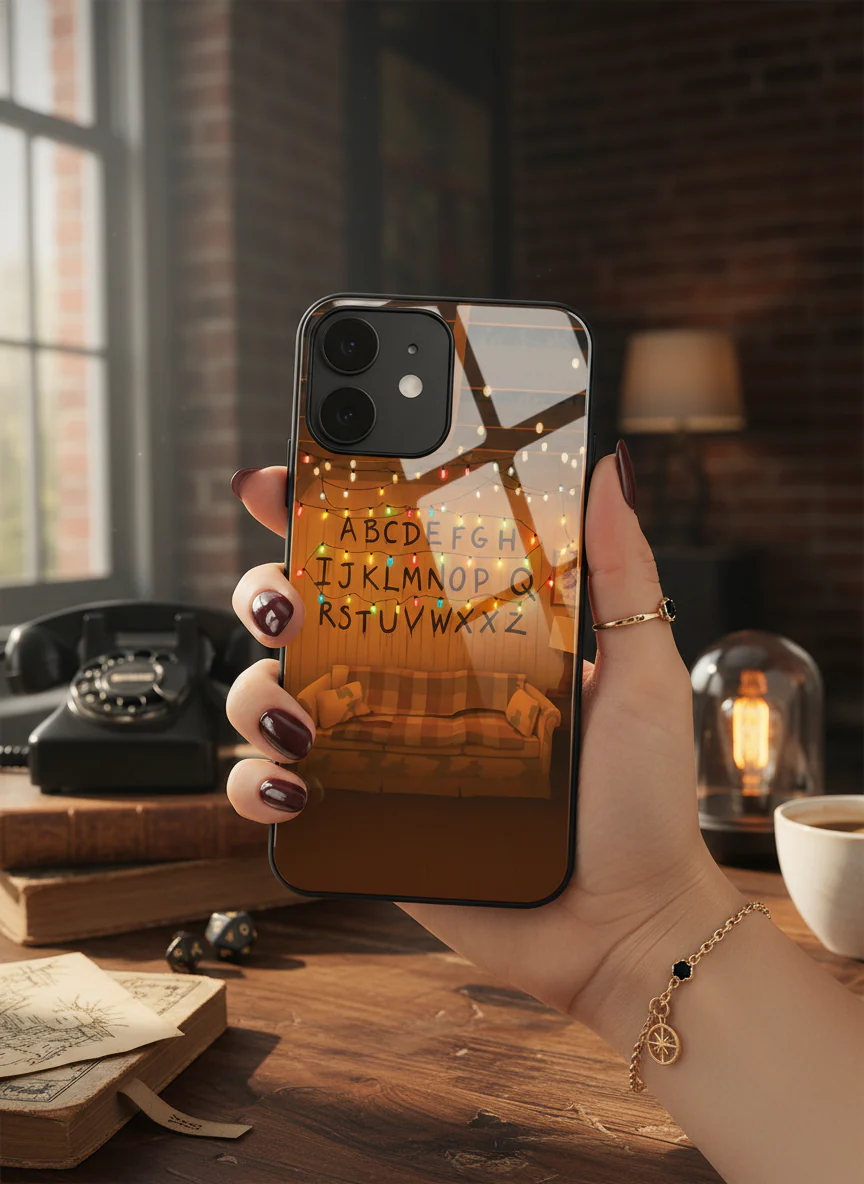 STRANGER THINGS- The Alphabet Wall Premium Glass Back Cover For iPhone 11-17 Models - Image 10