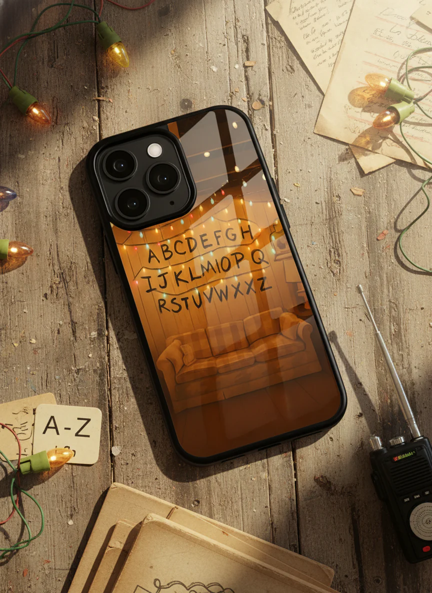 STRANGER THINGS- The Alphabet Wall Premium Glass Back Cover For iPhone 11-17 Models - Image 11