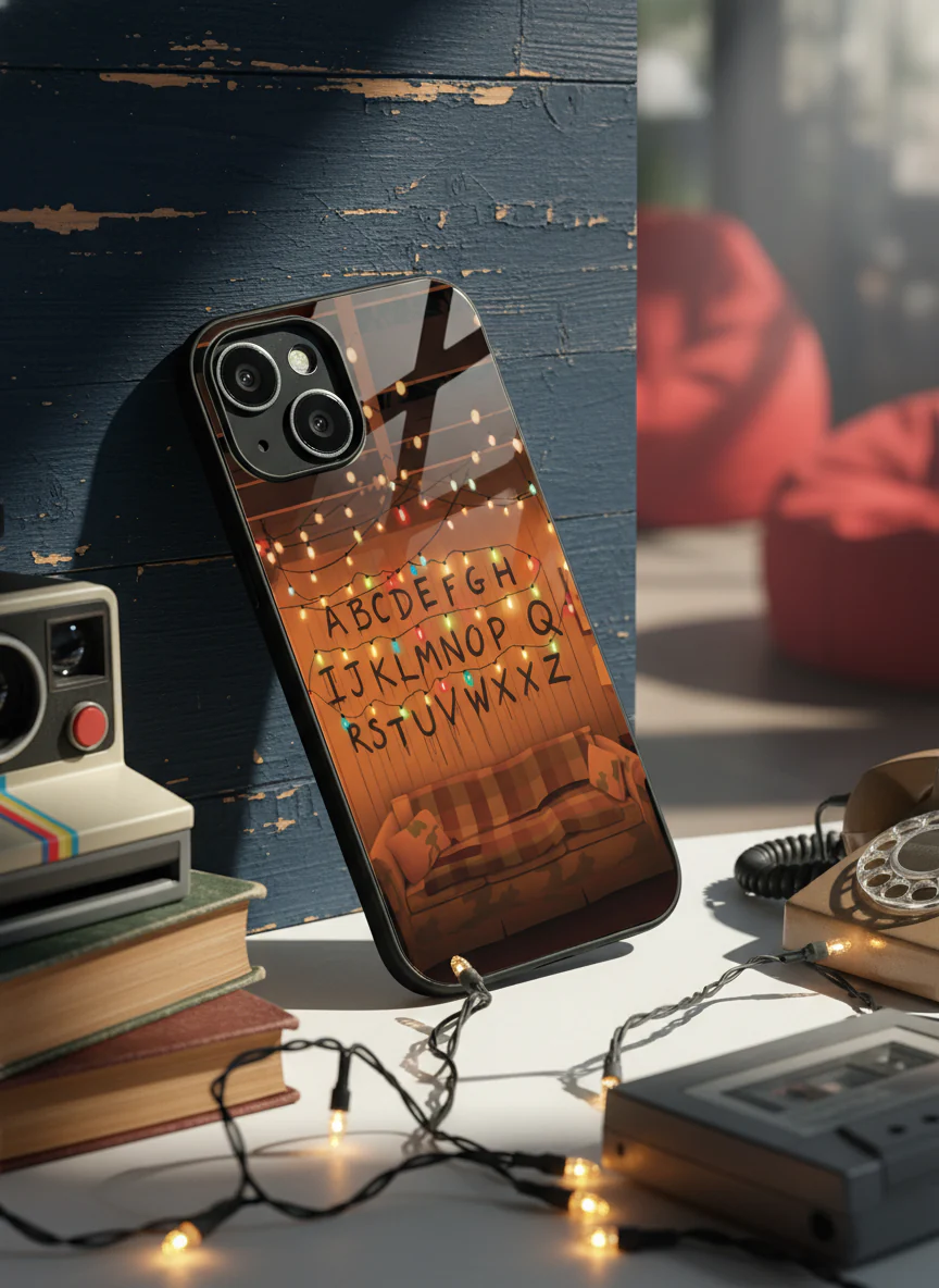STRANGER THINGS- The Alphabet Wall Premium Glass Back Cover For iPhone 11-17 Models - Image 12