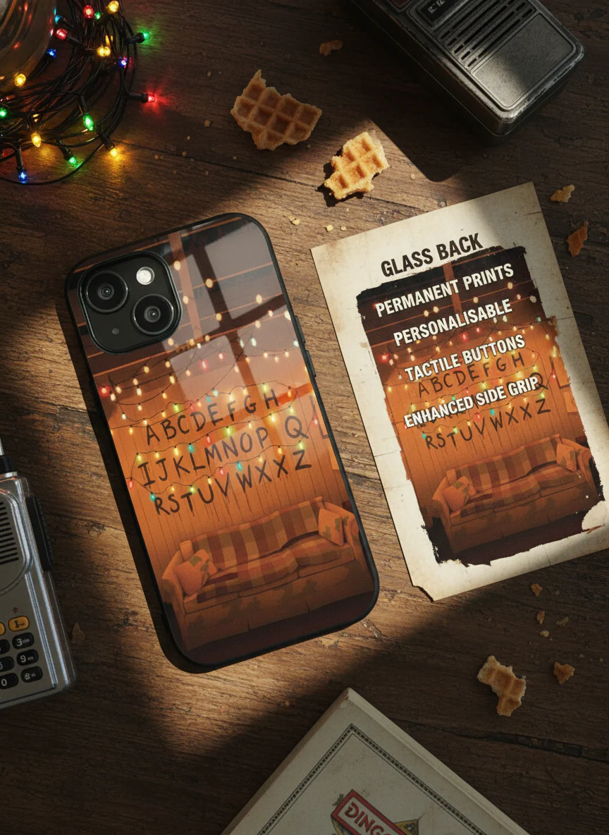STRANGER THINGS- The Alphabet Wall Premium Glass Back Cover For iPhone 11-17 Models - Image 14