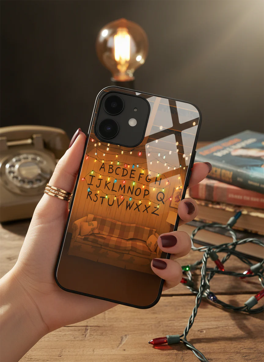 STRANGER THINGS- The Alphabet Wall Premium Glass Back Cover For iPhone 11-17 Models - Image 16
