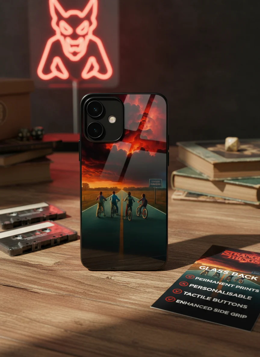 STRANGER THINGS- The Four Riders Premium Glass Back Cover For iPhone 11-17 Models - Image 15