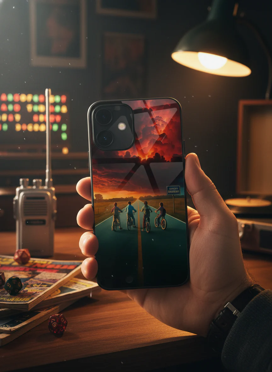STRANGER THINGS- The Four Riders Premium Glass Back Cover For iPhone 11-17 Models - Image 16