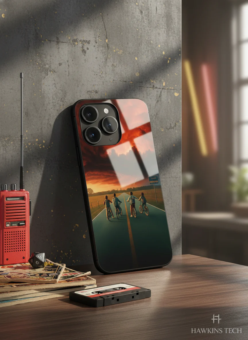 STRANGER THINGS- The Four Riders Premium Glass Back Cover For iPhone 11-17 Models - Image 3