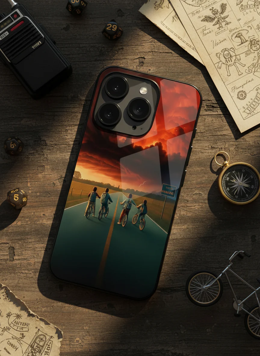 STRANGER THINGS- The Four Riders Premium Glass Back Cover For iPhone 11-17 Models - Image 5