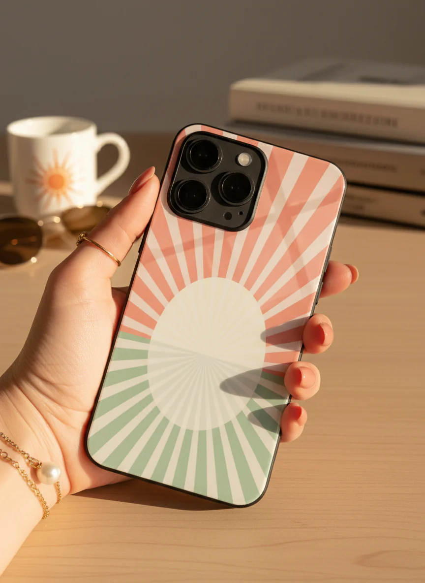 Sunburst Glow Premium Glass Back Cover For iPhone 11-17 Models