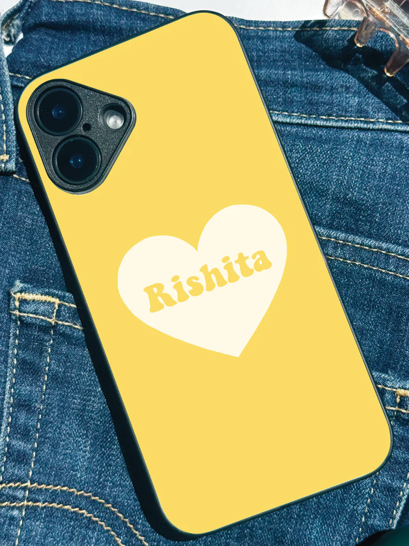 Sunny Heart Personalised Name Premium Glass Back Cover For iPhone 11-17 Models - Image 6