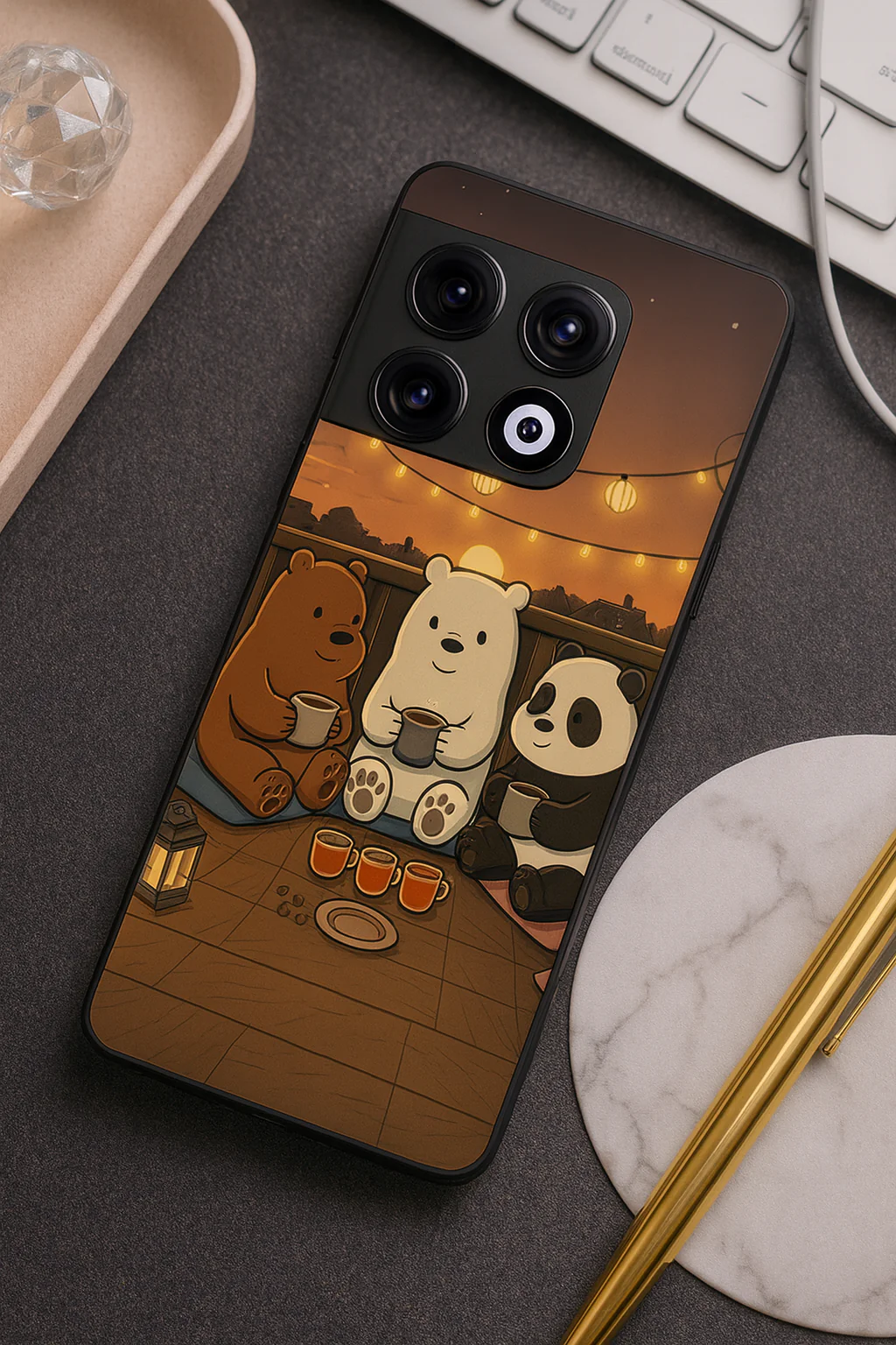 Tea Time Trio Glass Back Cover For One Plus 13, 12, 11, 10, Nord Series - Image 4