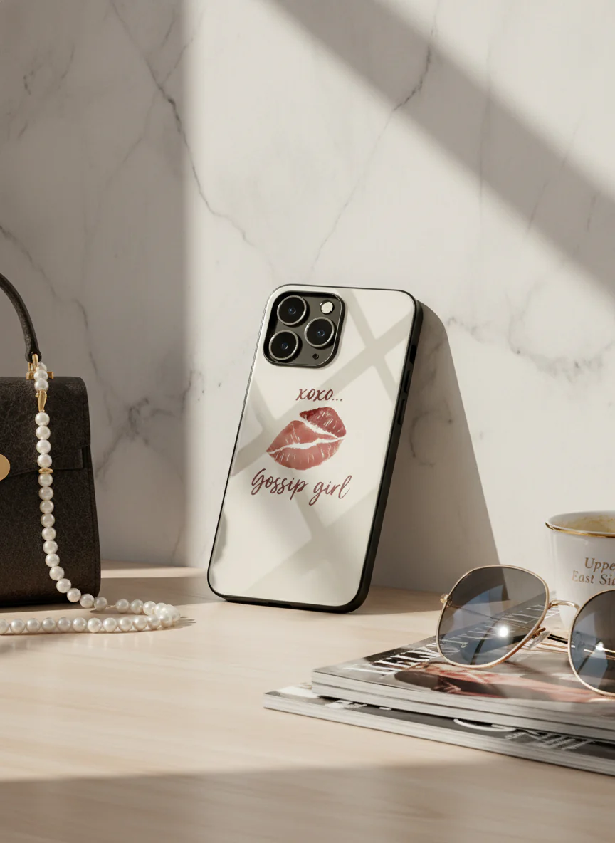 Gossip Girl The Gossip Kiss Premium Glass Back Cover For iPhone 11-17 Models - Image 3