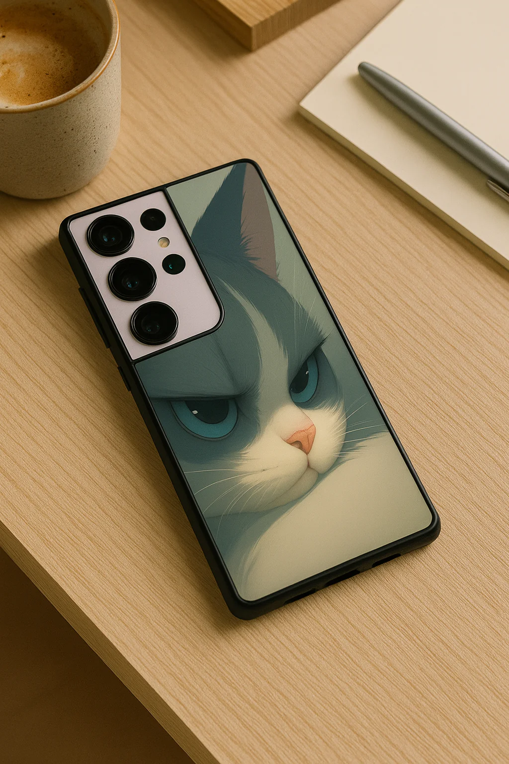 The Grump Cat Premium Glass Back Cover For Galaxy S, A, M & F Series