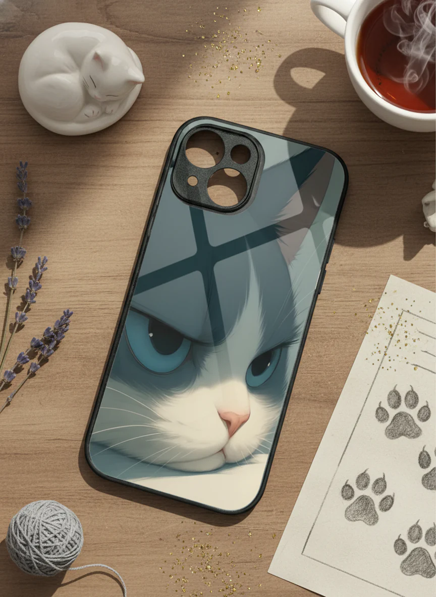 The Grump Cat Premium Glass Back Cover For iPhone 11-17 Models - Image 11