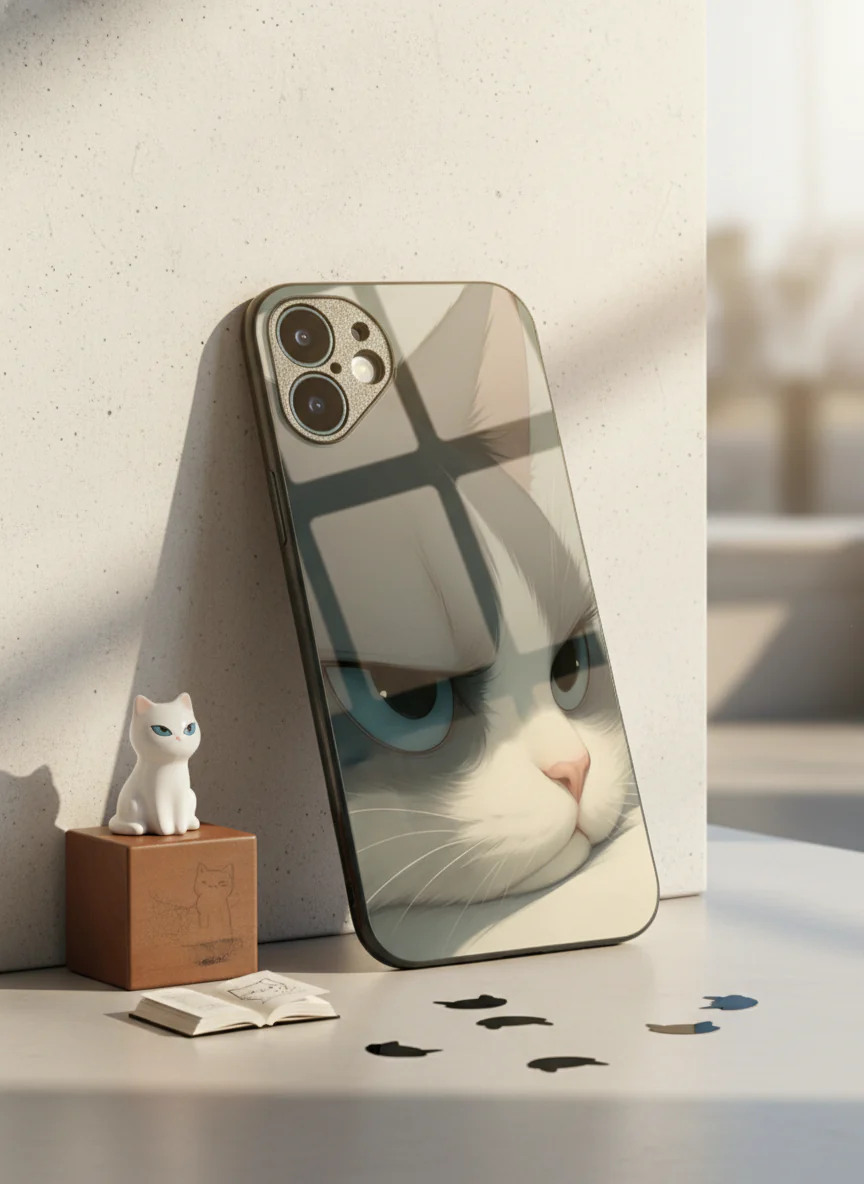 The Grump Cat Premium Glass Back Cover For iPhone 11-17 Models - Image 12