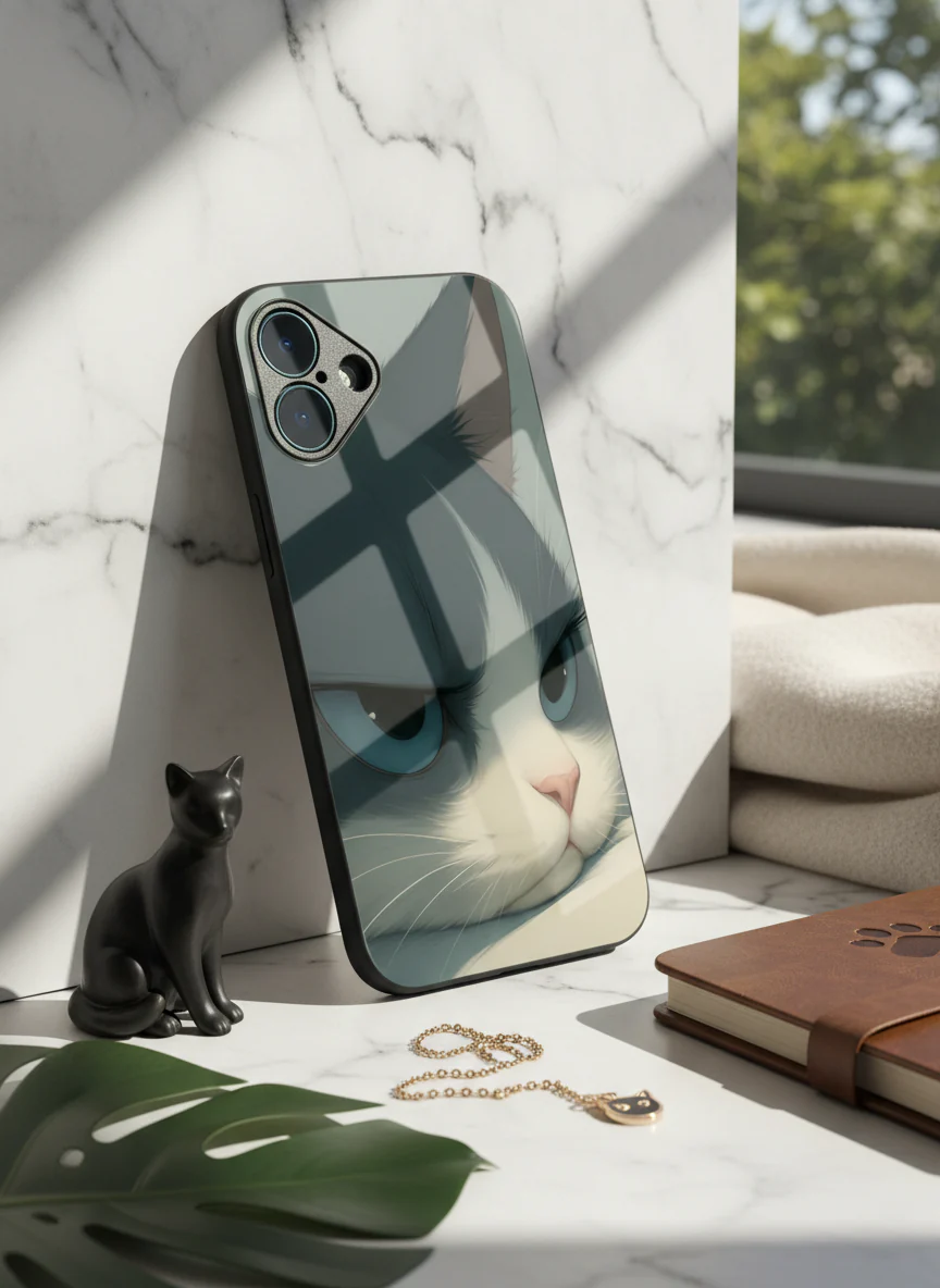 The Grump Cat Premium Glass Back Cover For iPhone 11-17 Models - Image 3