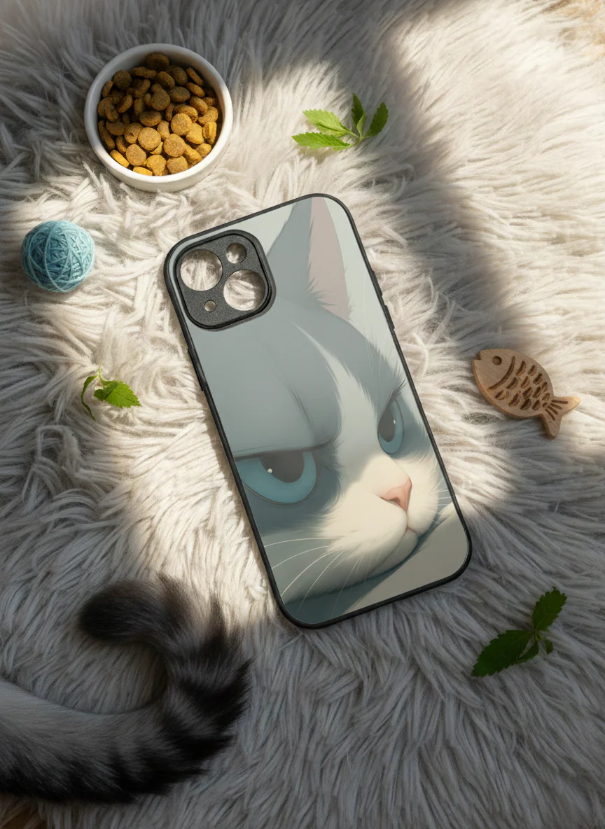 The Grump Cat Premium Glass Back Cover For iPhone 11-17 Models - Image 8