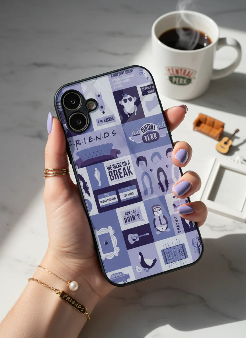 FRIENDS The Icon Grid Premium Glass Back Cover For iPhone 11-17 Models - Image 2